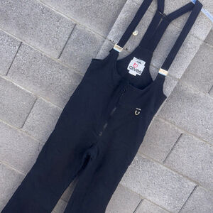 Vintage Cevas Black ski bibs, snowsuit winter bib Jumpsuit women's Medium